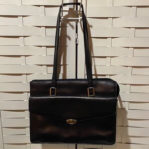 Vintage Mark Cross Black Leather Briefcase Attaché Bag
